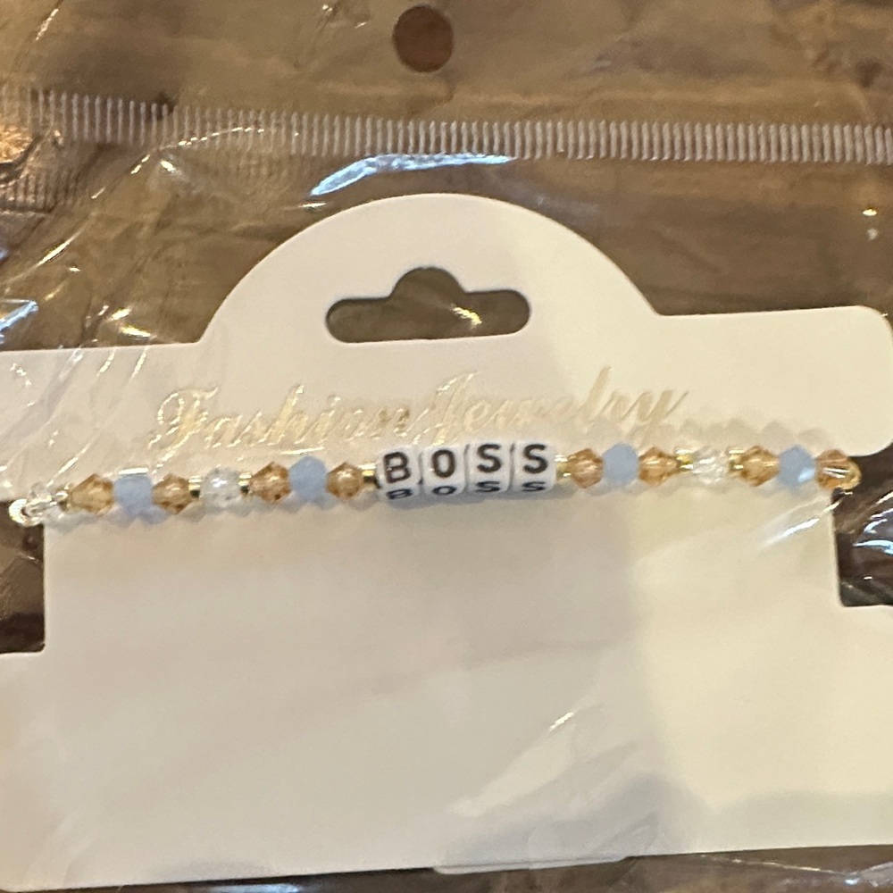 Chic Gold and White Beaded Bracelet by BOSS